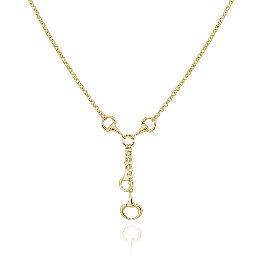 Equestrian Link Lariat Necklace in Yellow