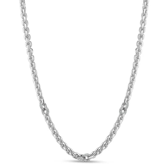 FANCY ROUND LINK NECKLACE IN WHITE