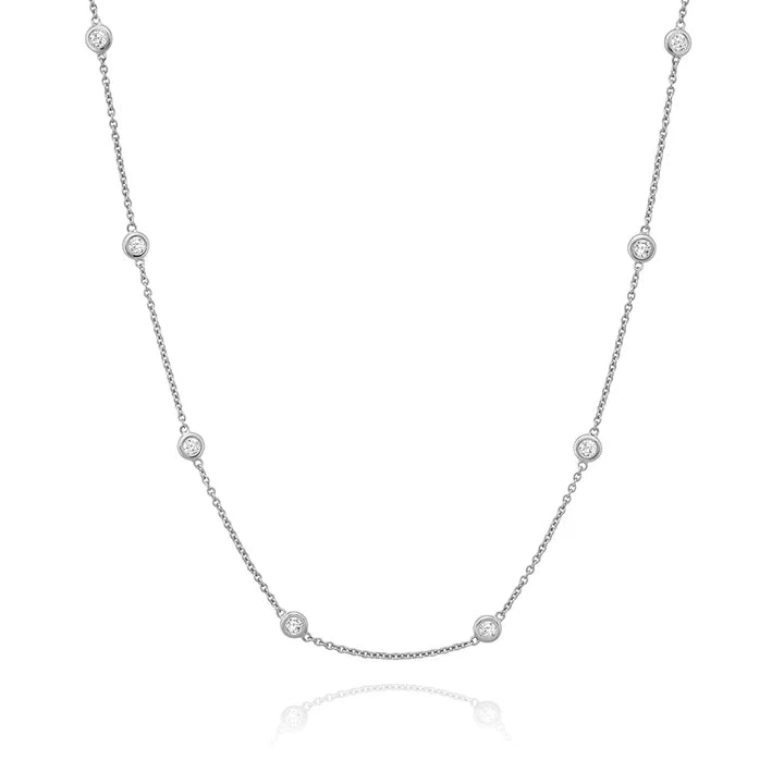 MISS MIMI-Diamond by the Yard Necklace in White 24"