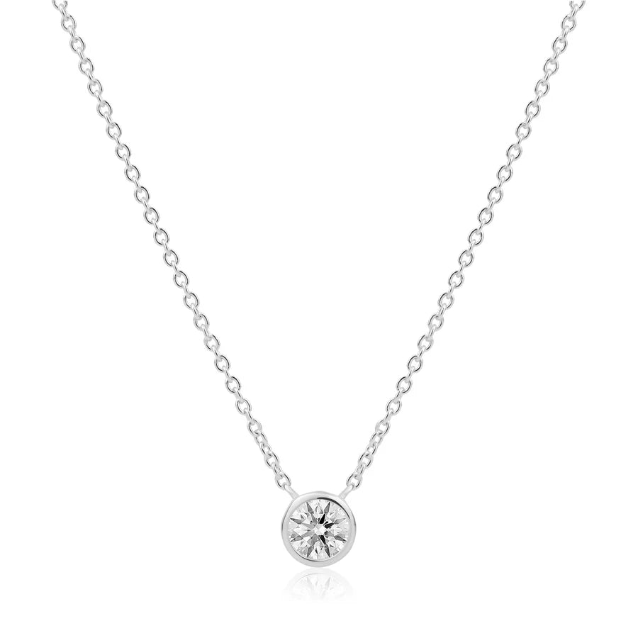 MM-6mm Bezel Drop Necklace in White