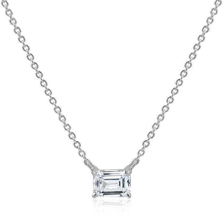 5mm Emerald Cut Necklace in White