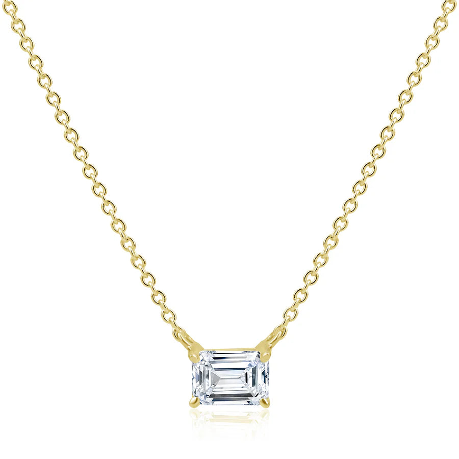 5mm Emerald Cut Necklace in Yellow