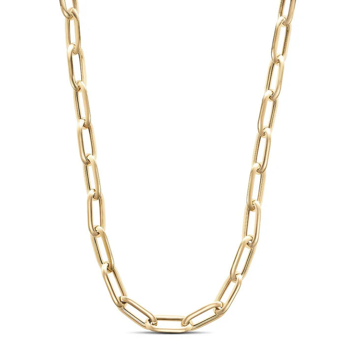 Thick Paper Clip Link Necklace in Yellow