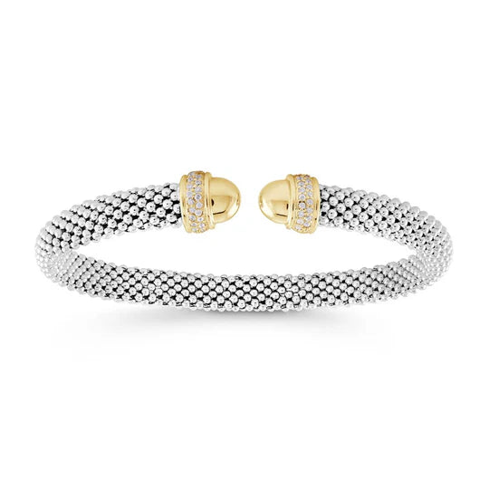 Slip-On Mesh Bangle in White & Yellow