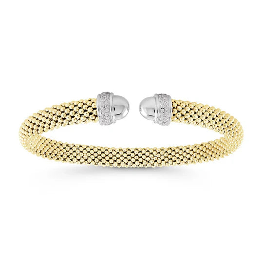 Slip-On Mesh Bangle in Yellow & White