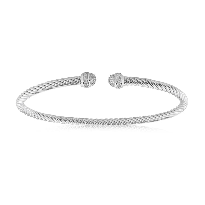 Pave Mini Twist Bangle in White