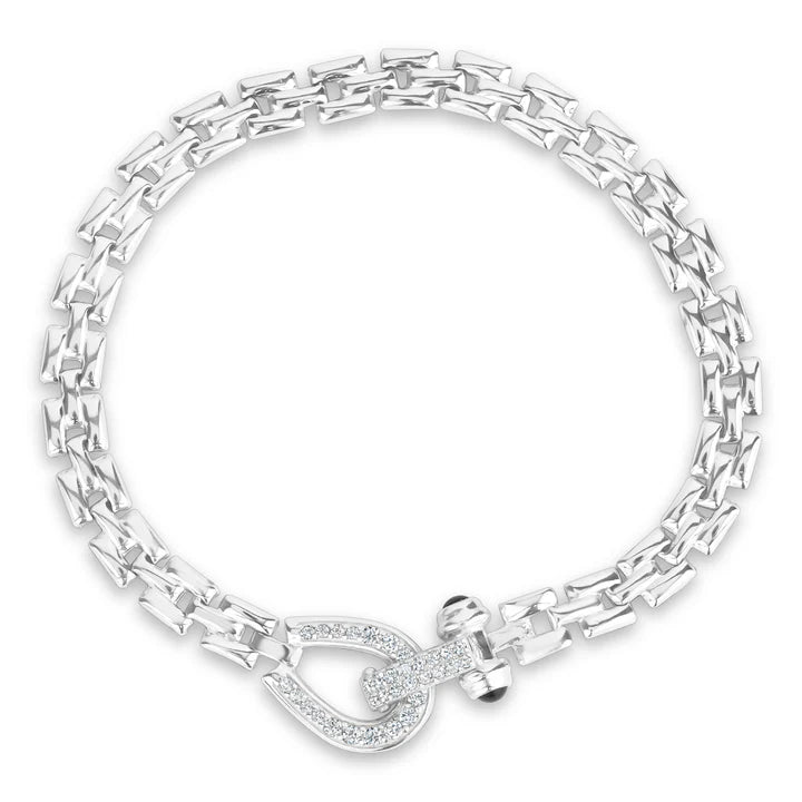 Equestrian Square Link Bracelet in White