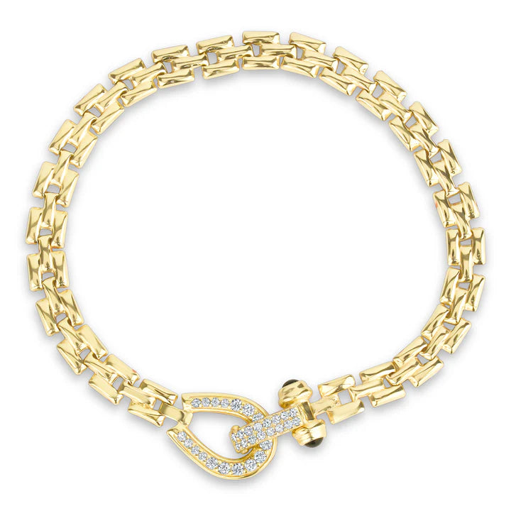 Equestrian Square Link Bracelet in Yellow