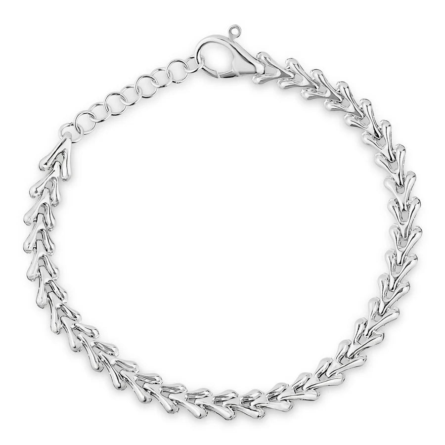 MISS MIMI-Flat Heart Link Bracelet in White