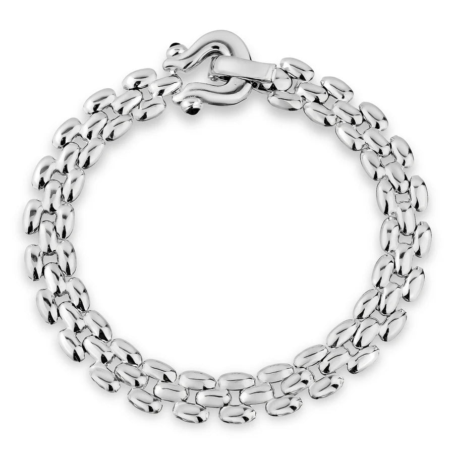 MISS MIMI-Rounded Equestrian Square Link Bracelet in White