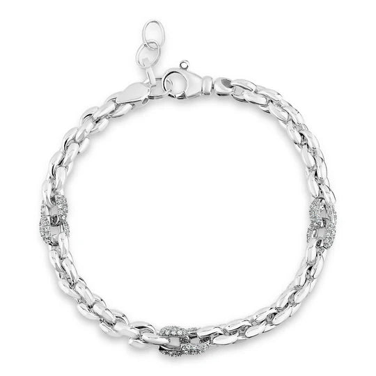 FANCY ROUND LINK BRACELET IN WHITE