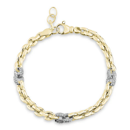 FANCY ROUND LINK BRACELET IN YELLOW