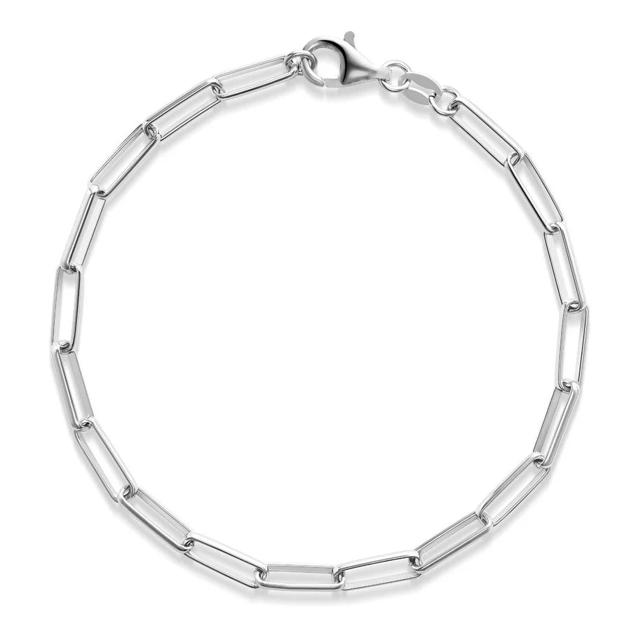 Paper Clip Fine Link Bracelet in White