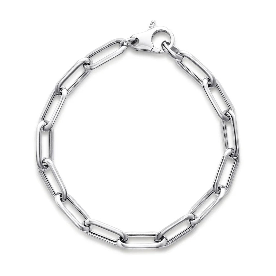 Thick Paper Clip Link Bracelet in White