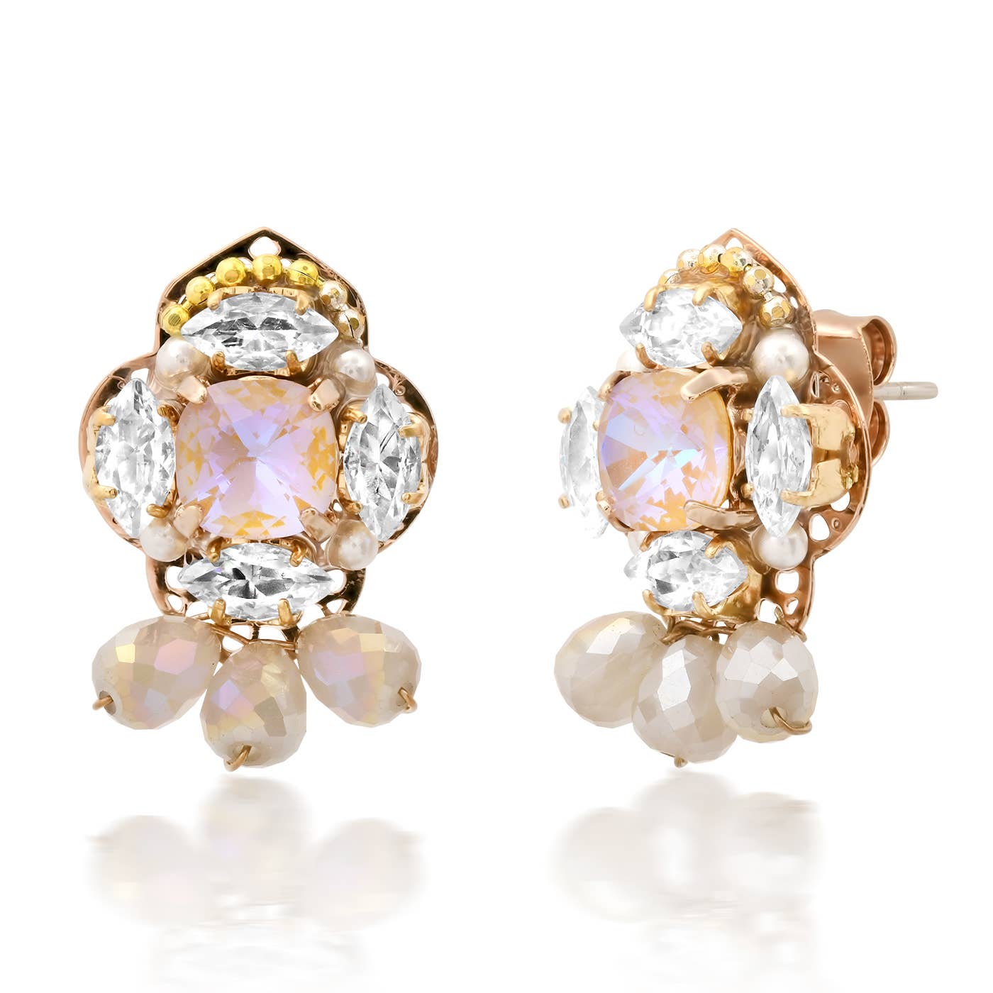 Bejeweled Marquis Earrings: Grey