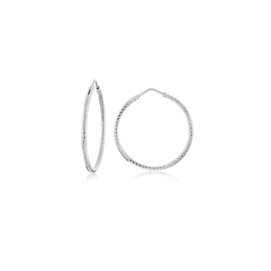 Medium Diamond Cut Hoops in White