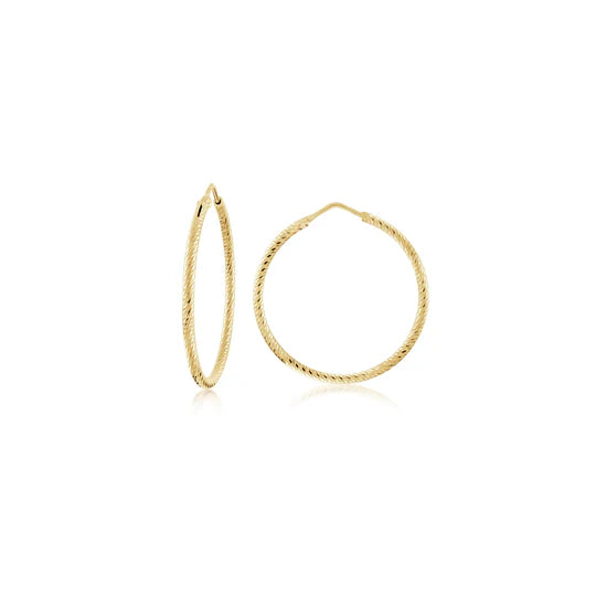 Medium Diamond Cut Hoops in Yellow