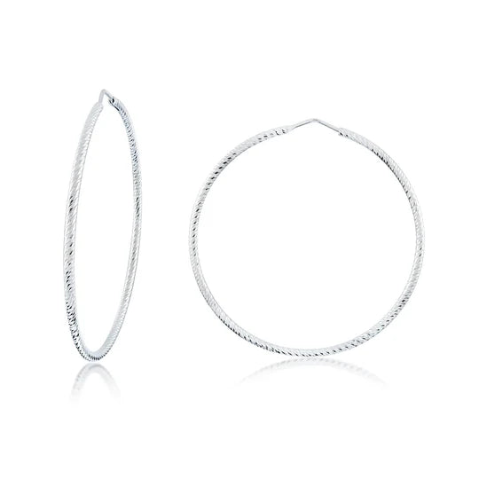 XL Diamond Cut Hoops in White