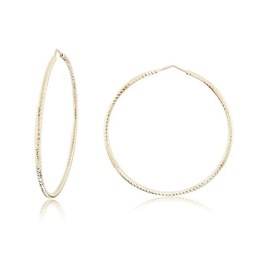 XL Diamond Cut Hoops in Yellow
