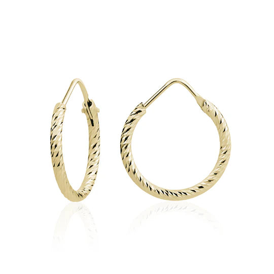 XS Diamond Cut Hoops in Yellow
