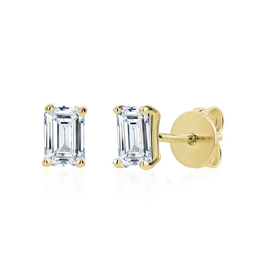 MISS MIMI-5mm Emerald Cut Stud Earrings in Yellow