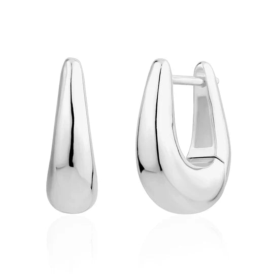Wedge Rectangular Huggie in White