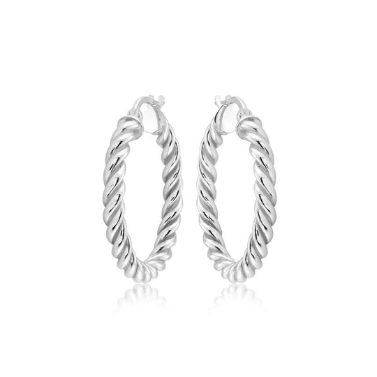 Small Twist Hoop in White