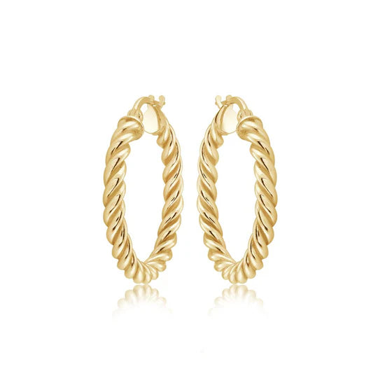 Small Twist Hoop in Yellow