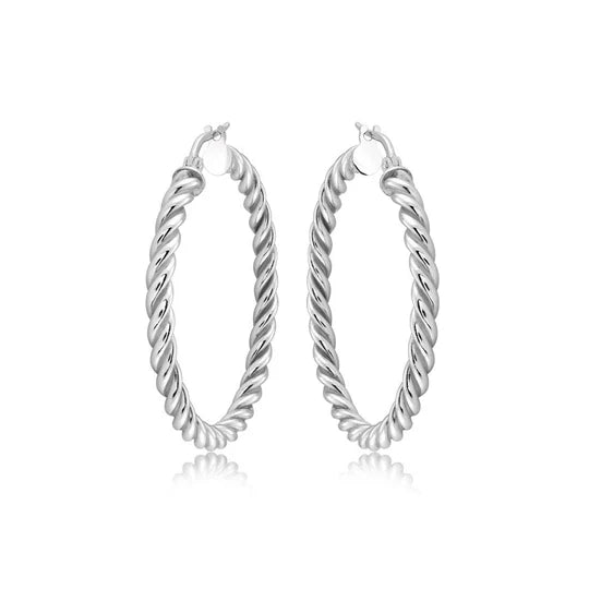 Medium Twist Hoop in White