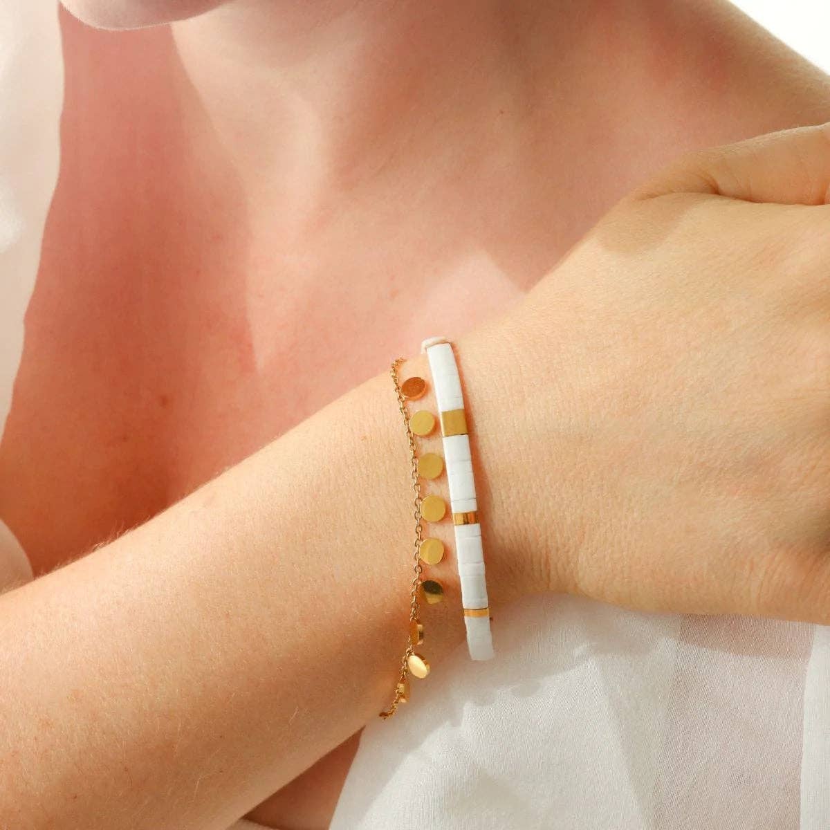 KOSS-Neige - Bracelet de perles: L/XL (17-20 cm)