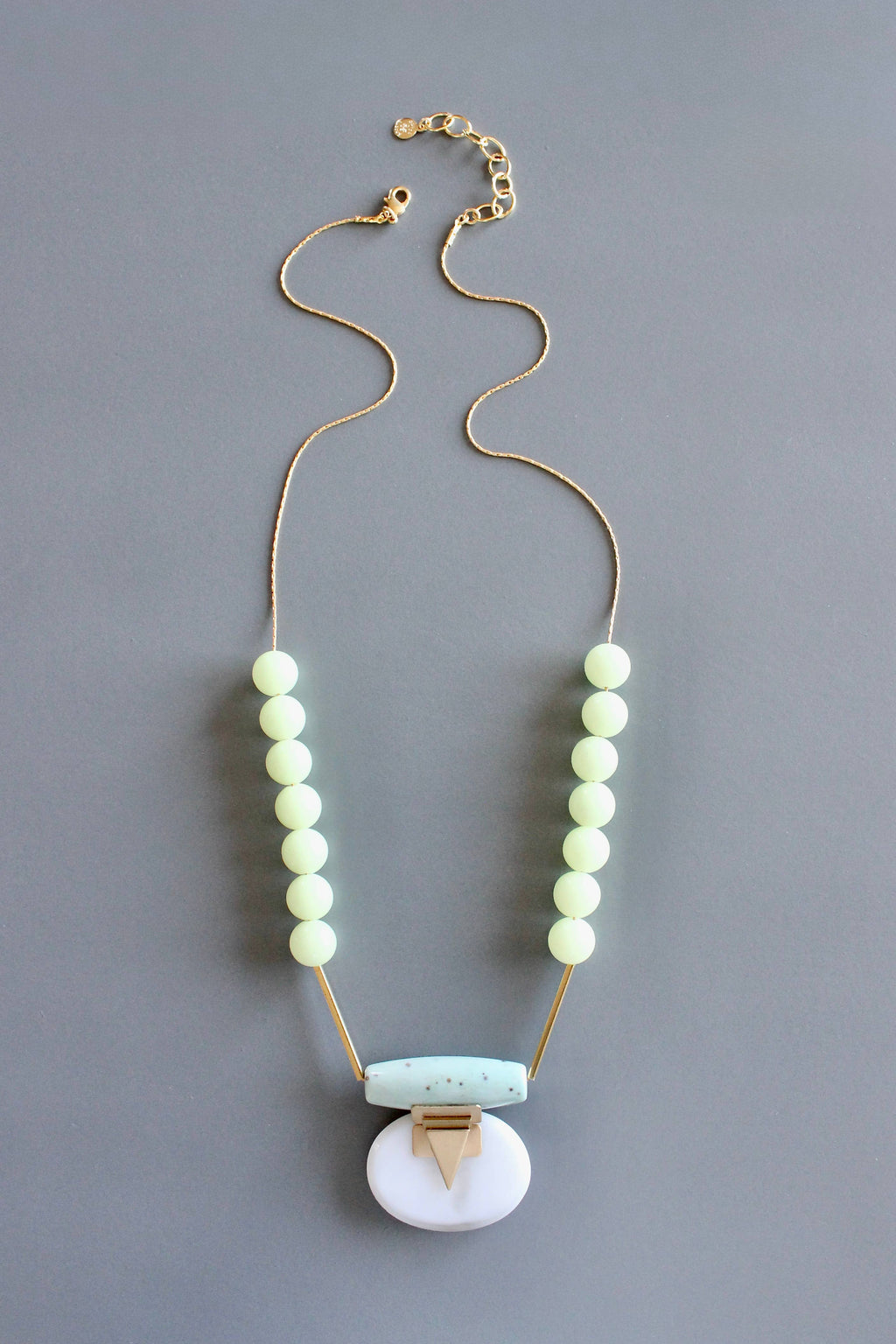 MLN324 Turquoise and glass pendant Artdeco necklace
