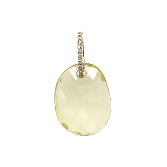 Ash-Lemon Quartz and Diamond Pendant