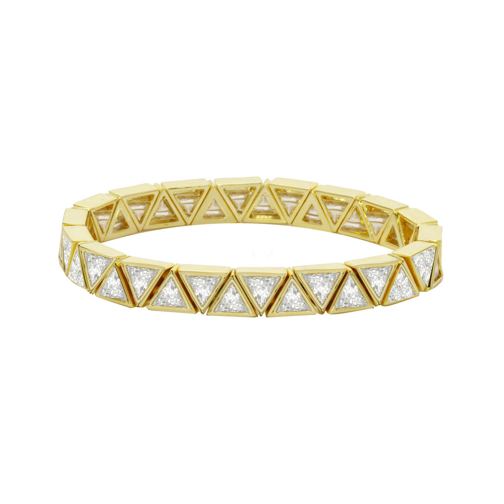 All Diamond Triangle Stretchy Bracelet: Silver
