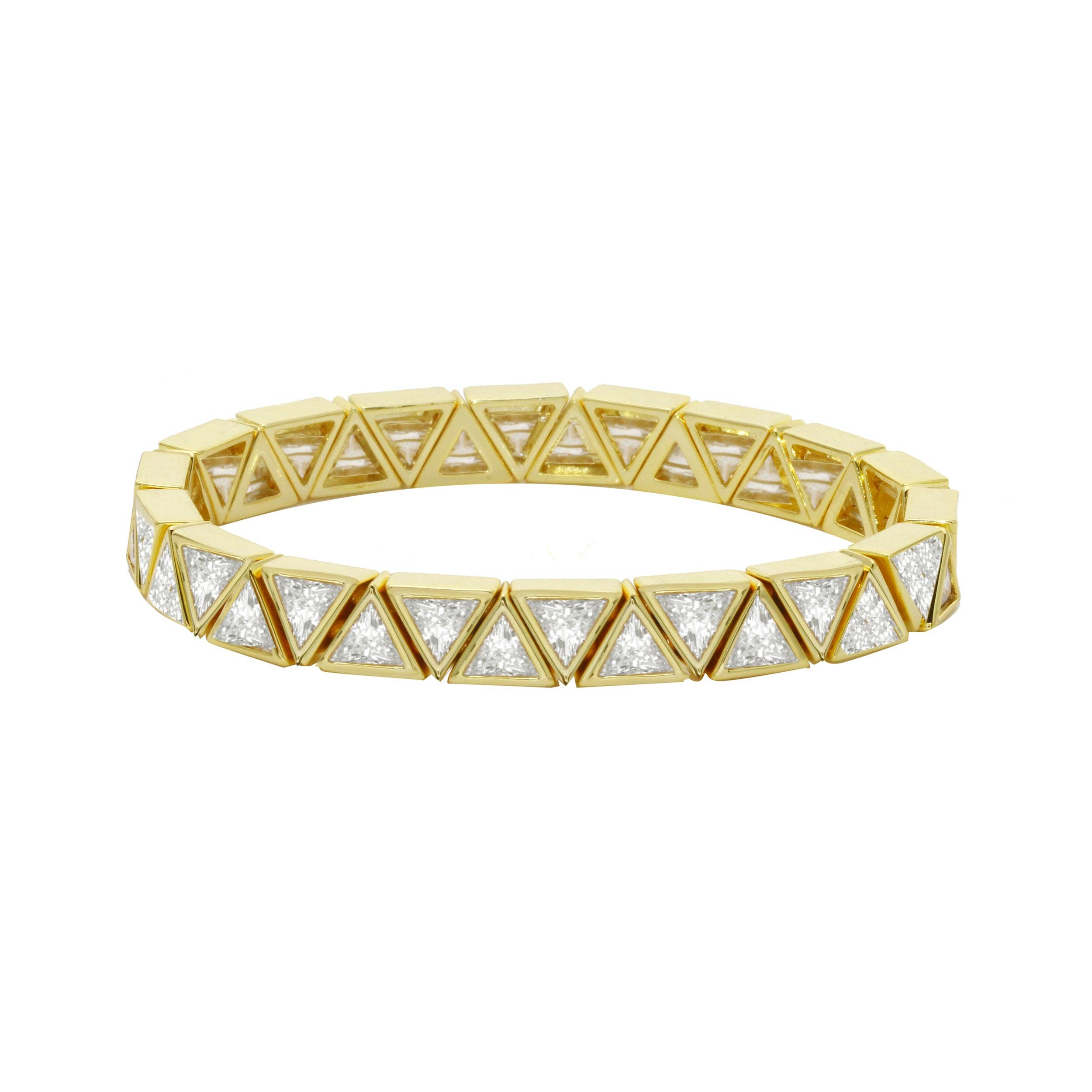 All Diamond Triangle Stretchy Bracelet: Silver