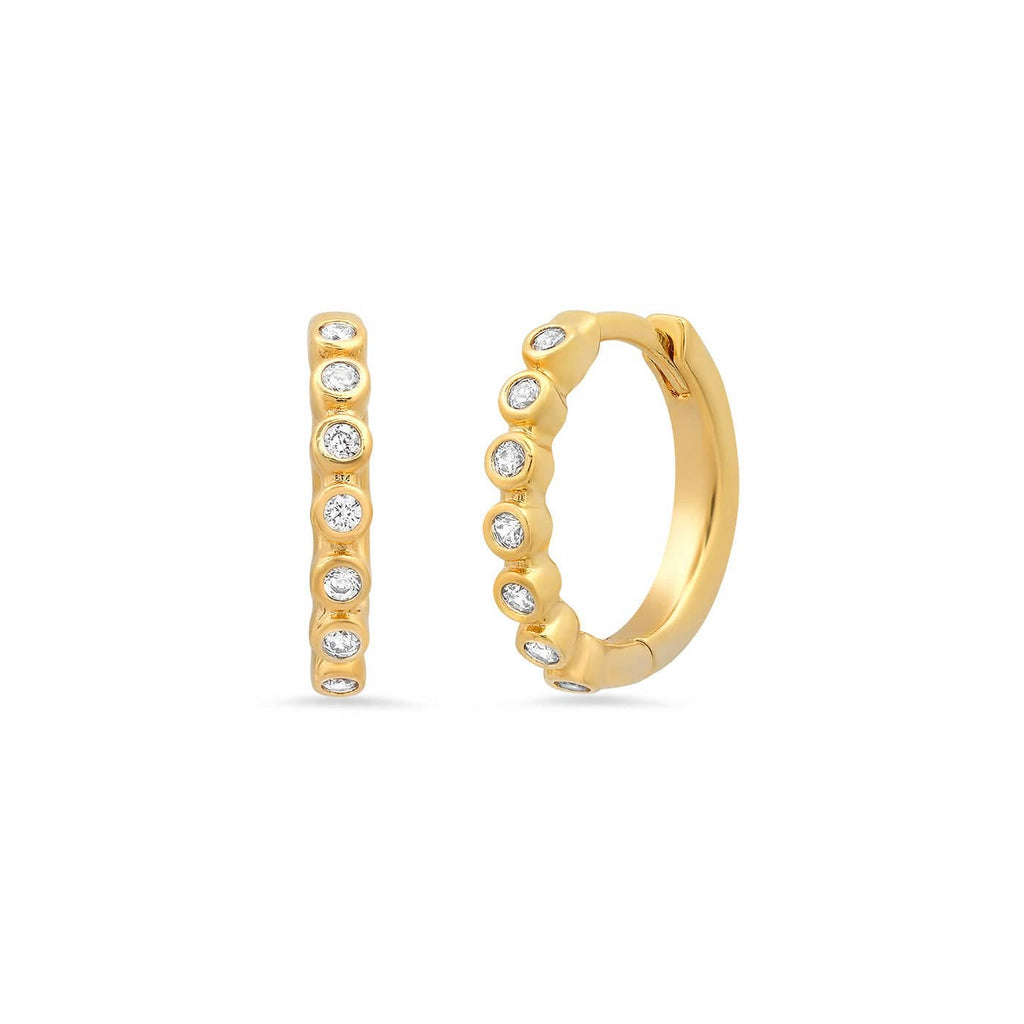 Huggies with Round CZ Accents: Gold