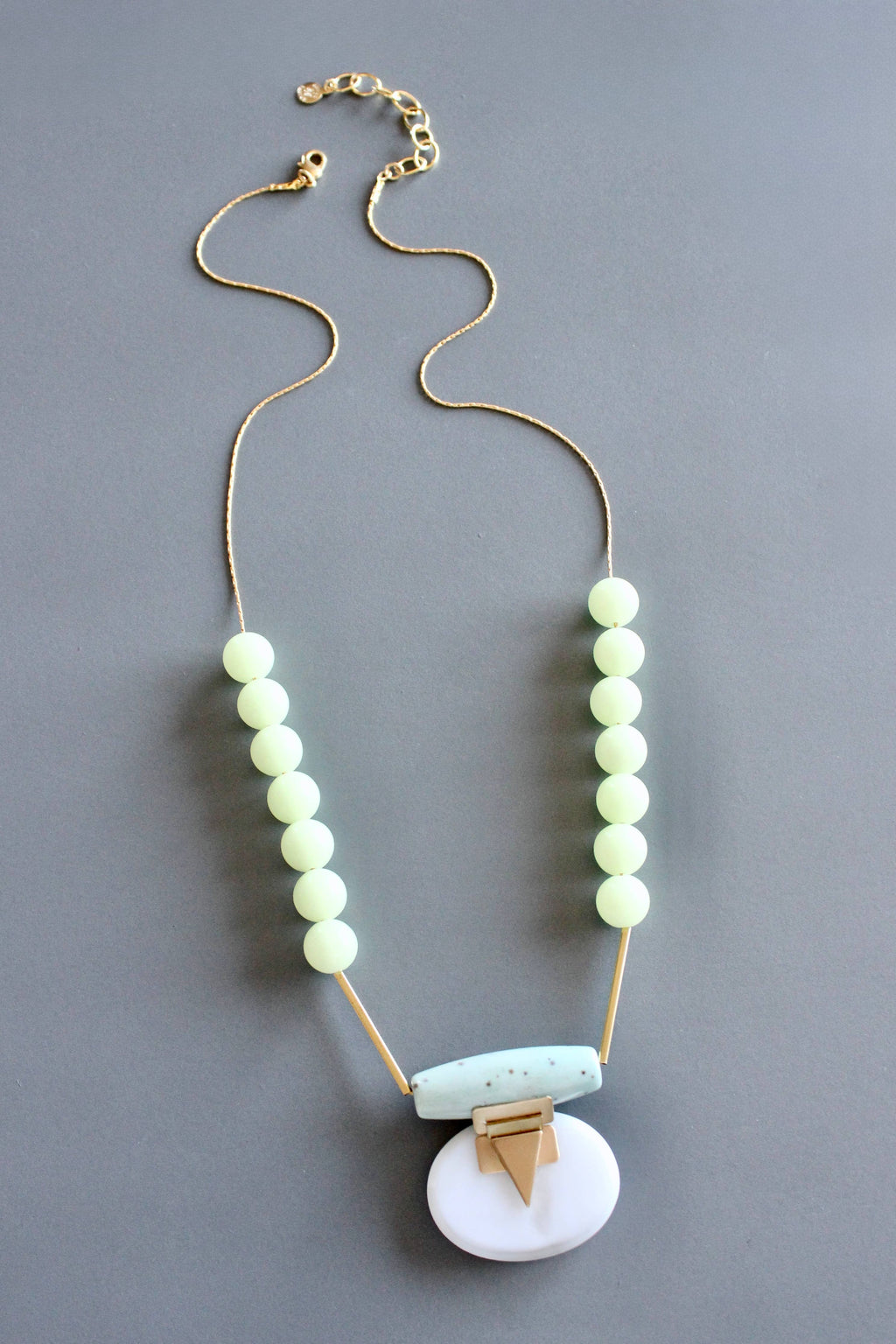 MLN324 Turquoise and glass pendant Artdeco necklace