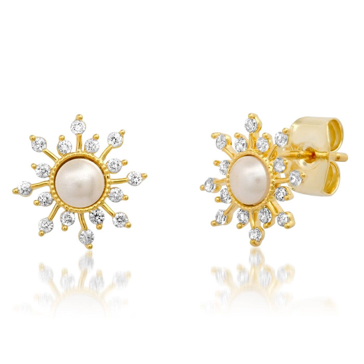 Pearl Starburst Studs: Gold