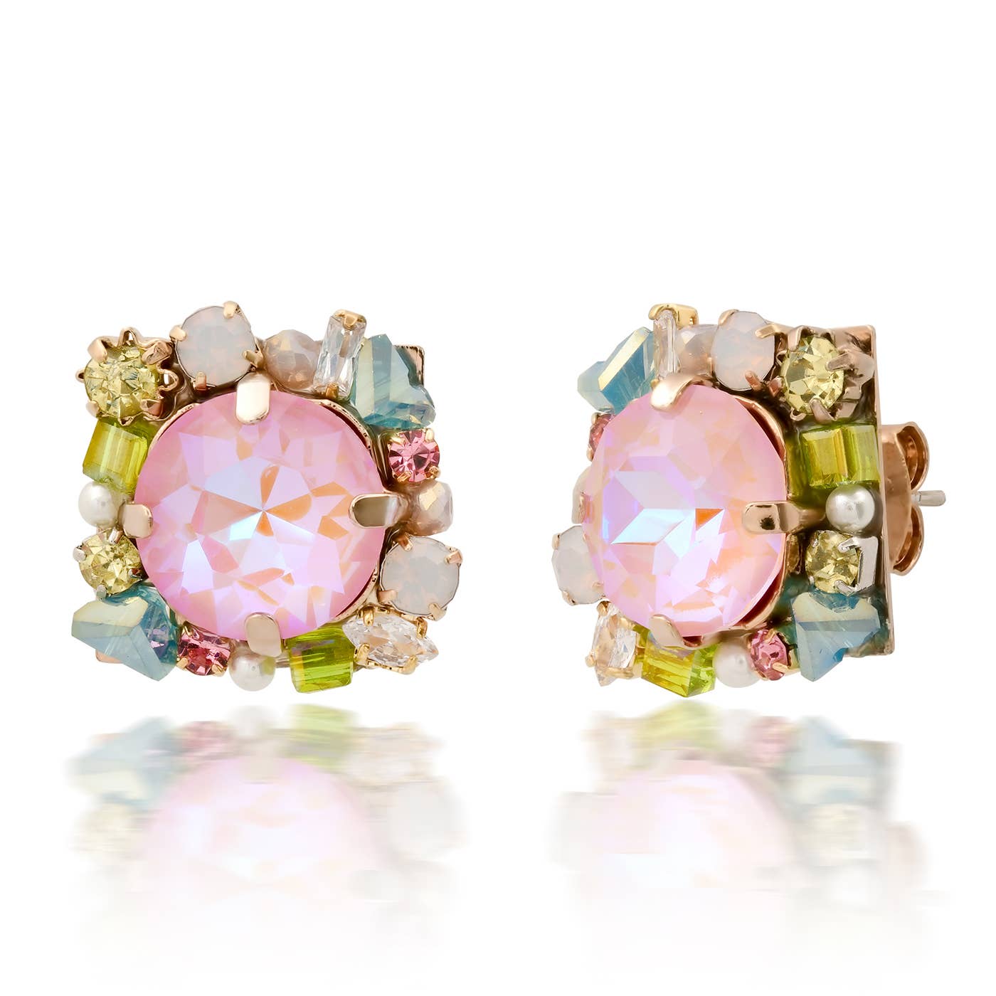 Gemmy Bezel Set Studs: Pink