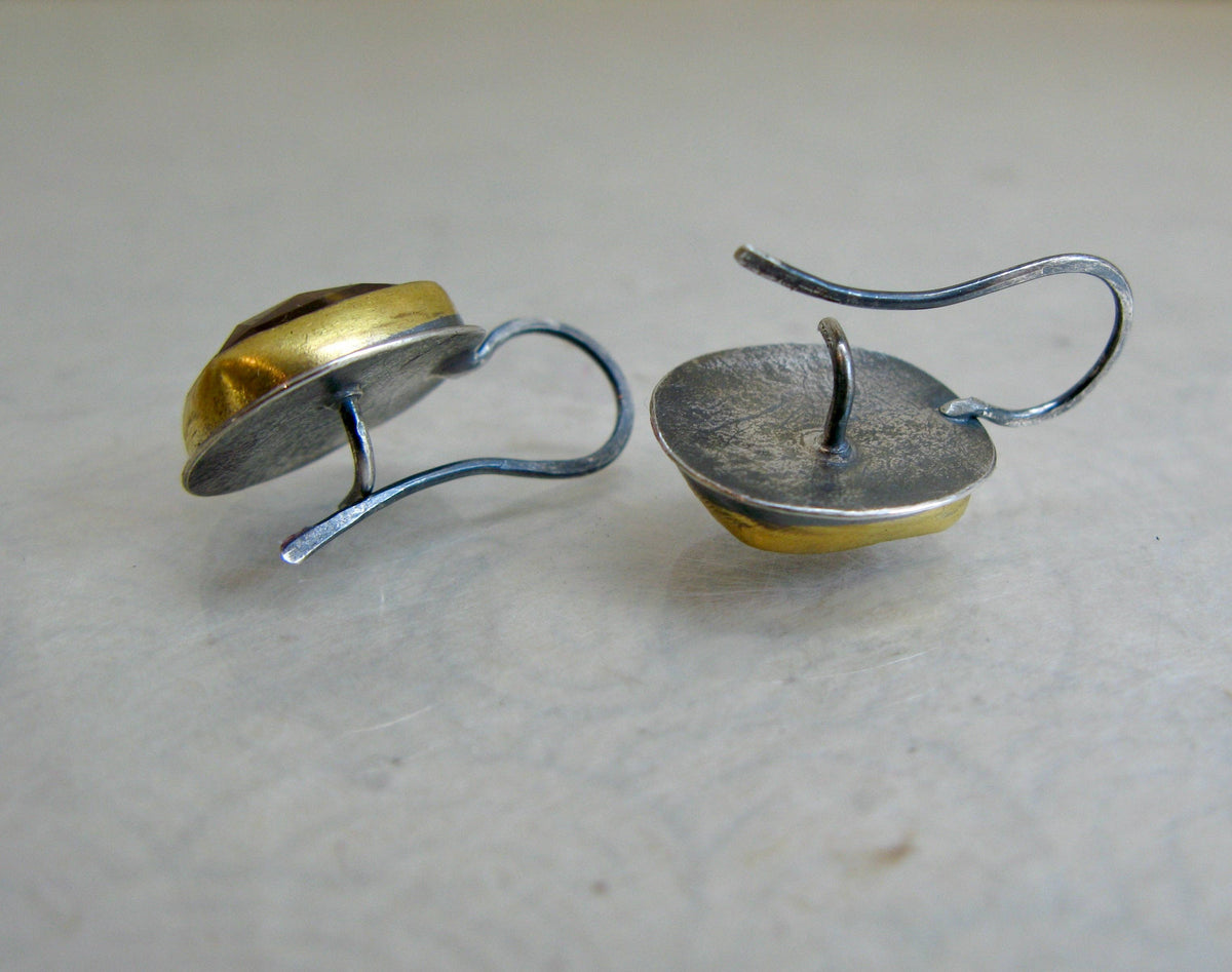ATS-Crescent Rim Hook Earrings: Ice blue kyanite