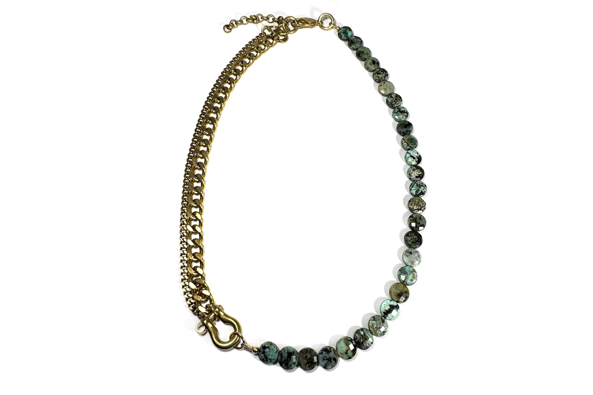 RN-SHACKLE DUO: AFRICAN TURQUOISE COIN NECKLACE