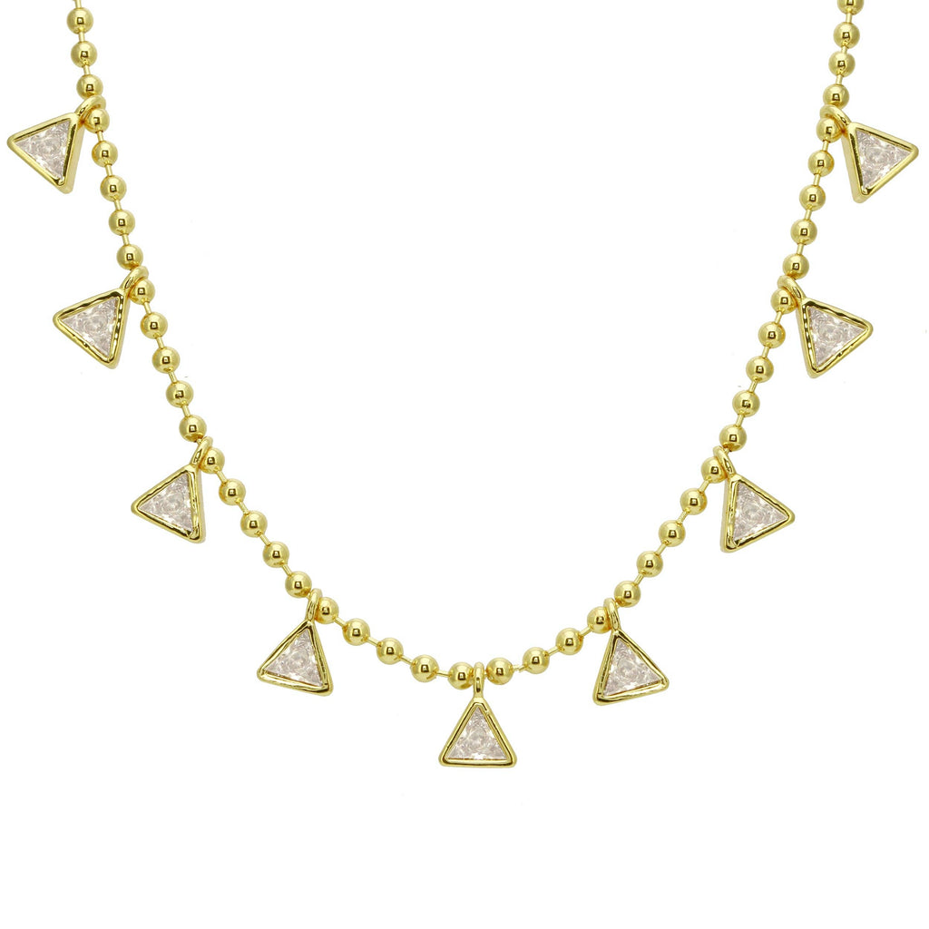 Triangle Bezel Toilet Necklace: Gold