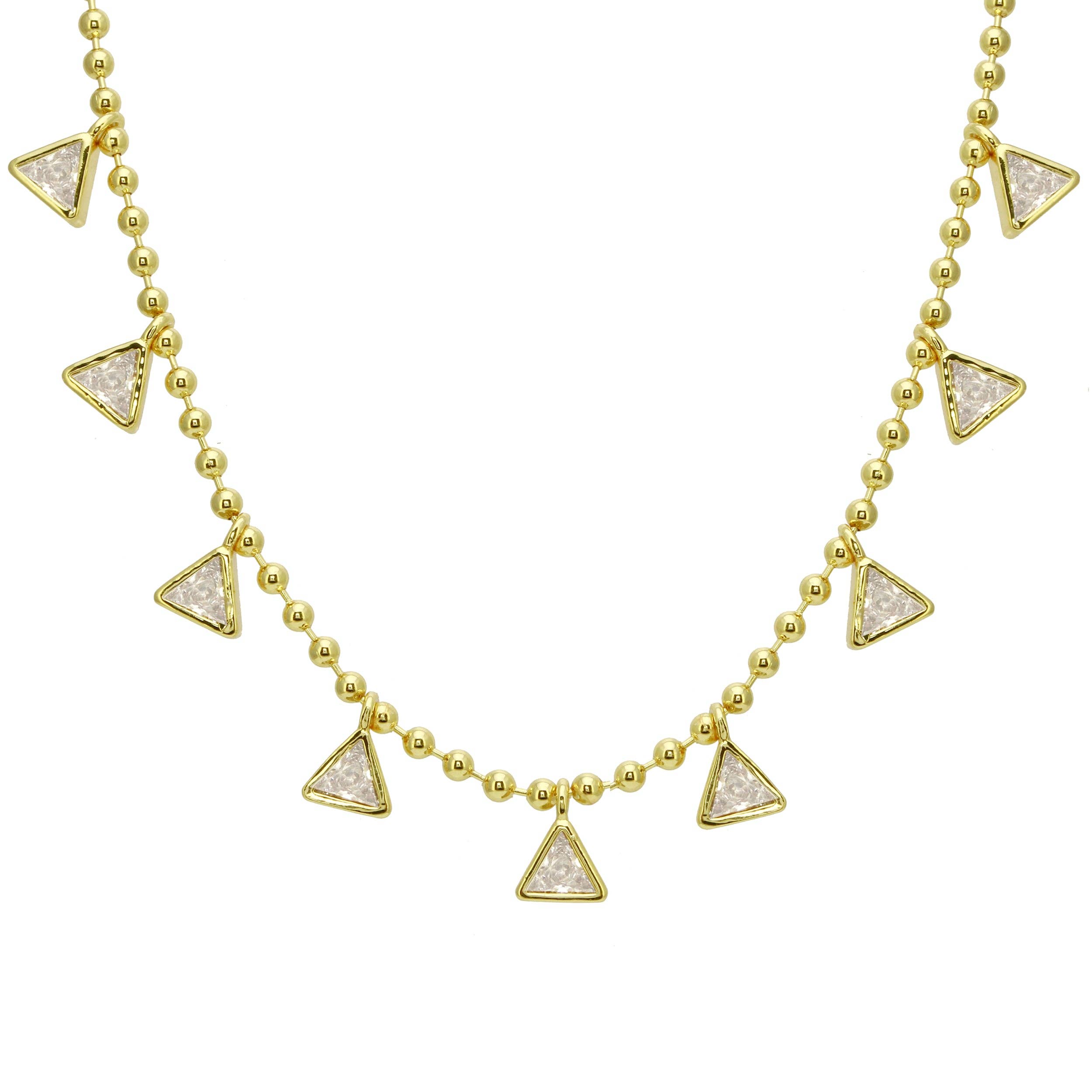 Triangle Bezel Toilet Necklace: Gold
