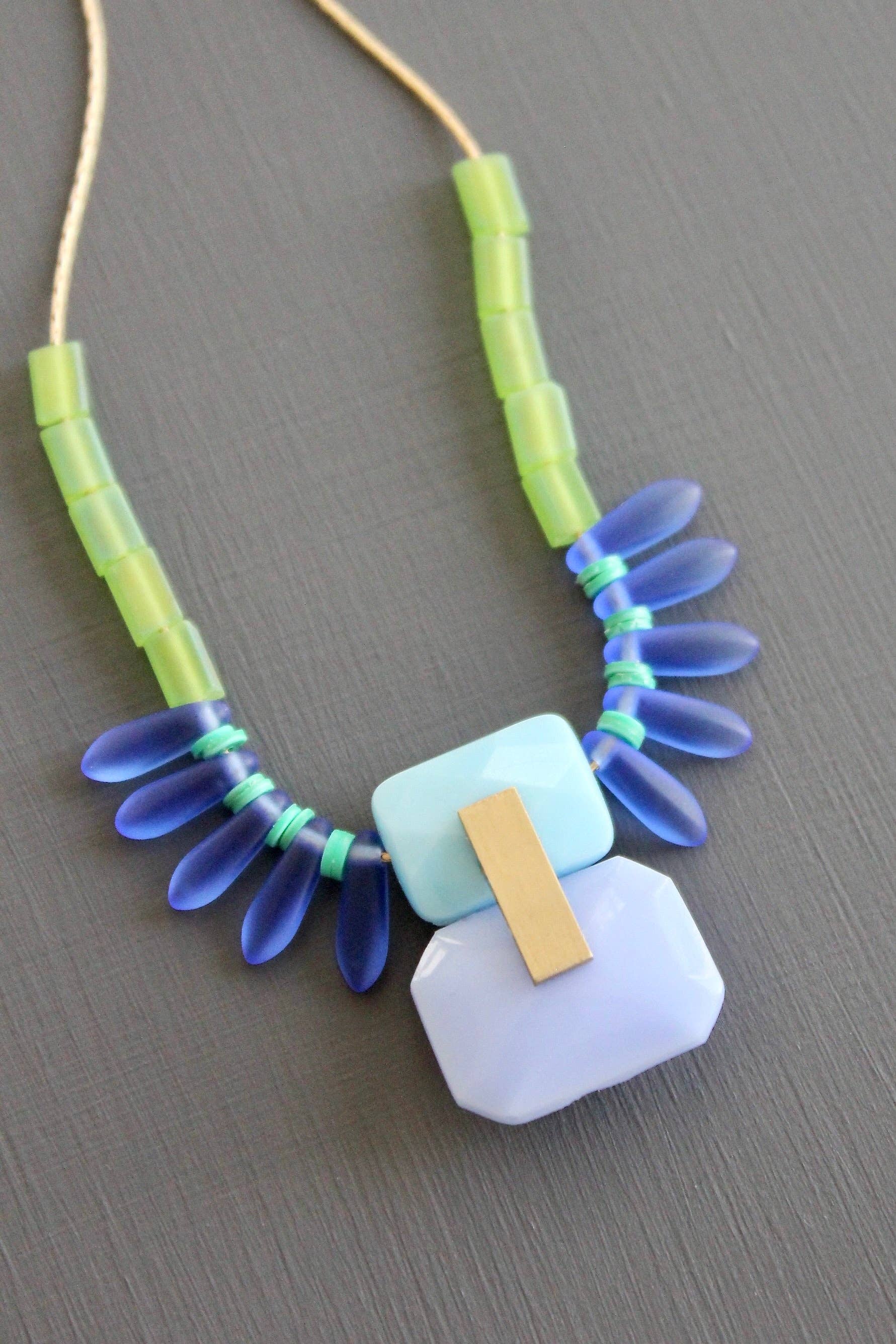 KYL617 vintage glass necklace