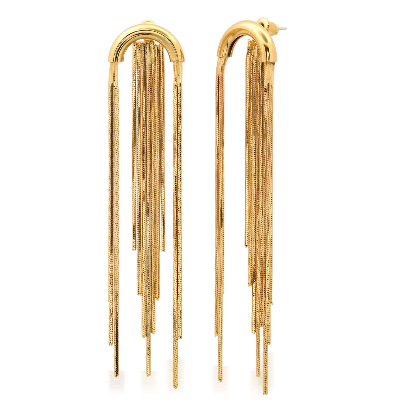 Multi-Chain Waterfall Earrings: Gold