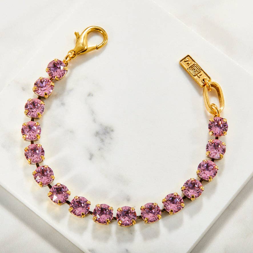 TOVA-Izzy Bracelet Antique Gold: Pink / Medium: 7"