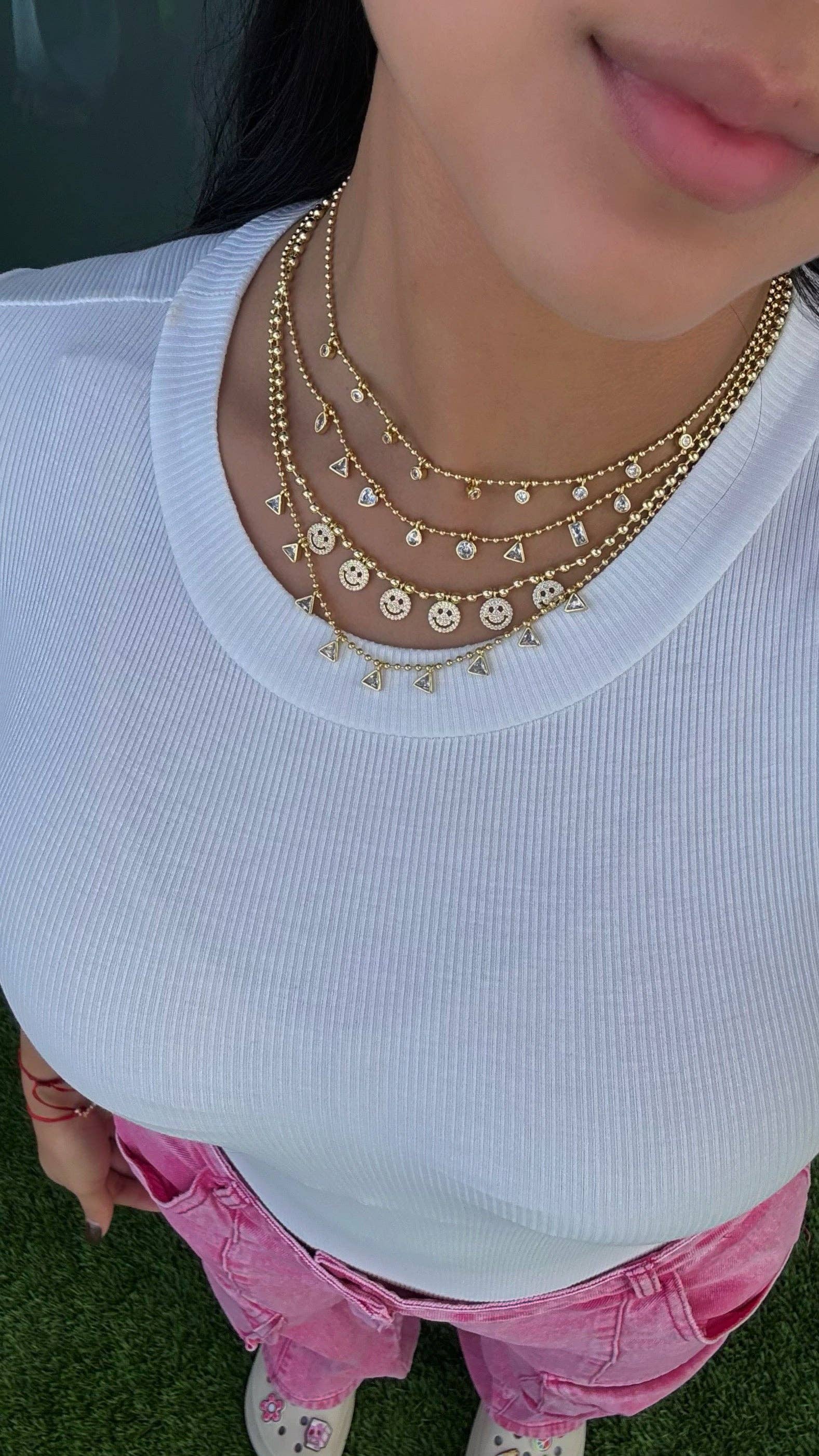 Triangle Bezel Toilet Necklace: Gold