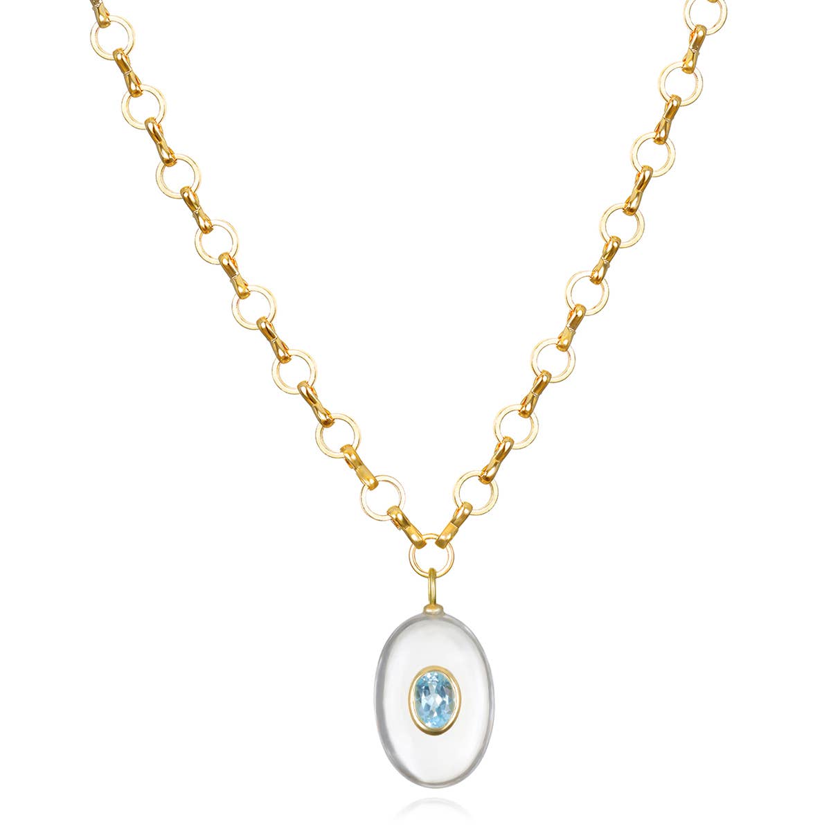 Topaz & Quartz Petite Loop Oval Necklace