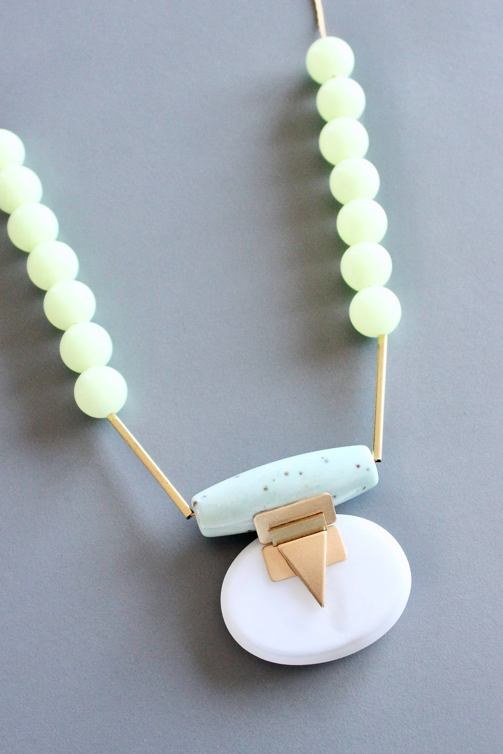 MLN324 Turquoise and glass pendant Artdeco necklace