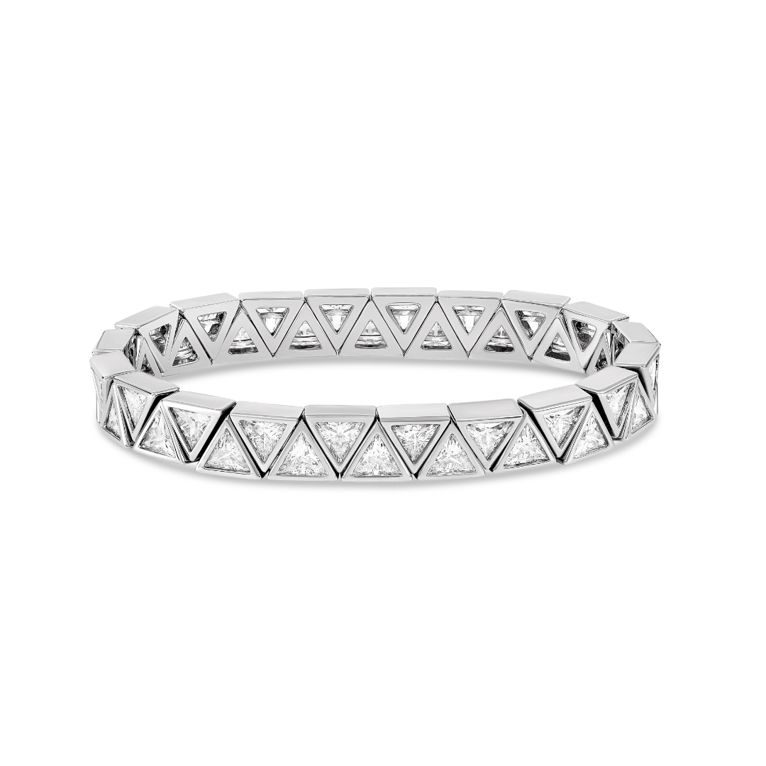 All Diamond Triangle Stretchy Bracelet: Silver