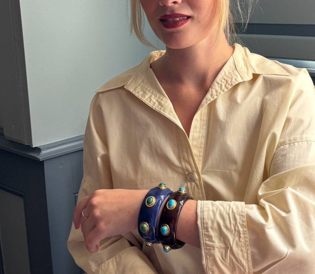 Renee Bangle In Lapis Resin And Malachite Stones
